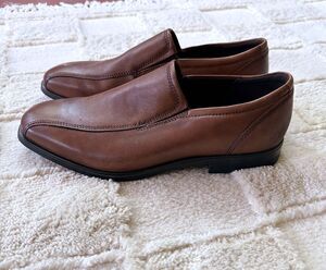 Ecco Queenstown Bike Toe Slip On Loafer Mens EU 43 US 9 9.5 Amber Brown Leather